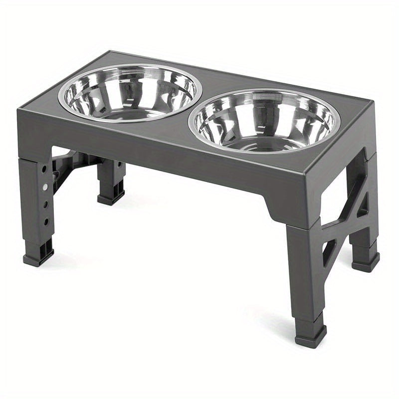Adjustable Elevated Dog Bowls – Double Stainless Steel Food & Water Feeder