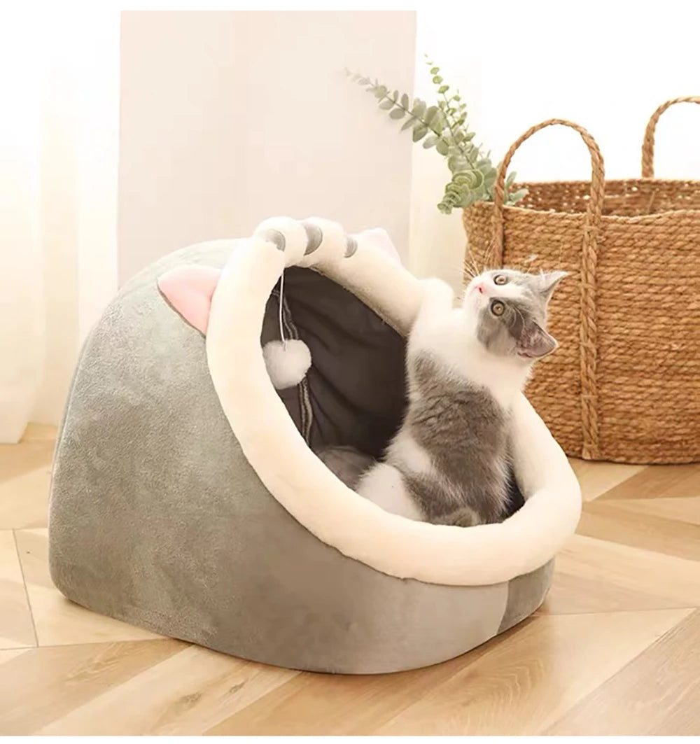 Deep Sleep Cat Bed – Foldable Cartoon Pet Cave (Removable & Washable)