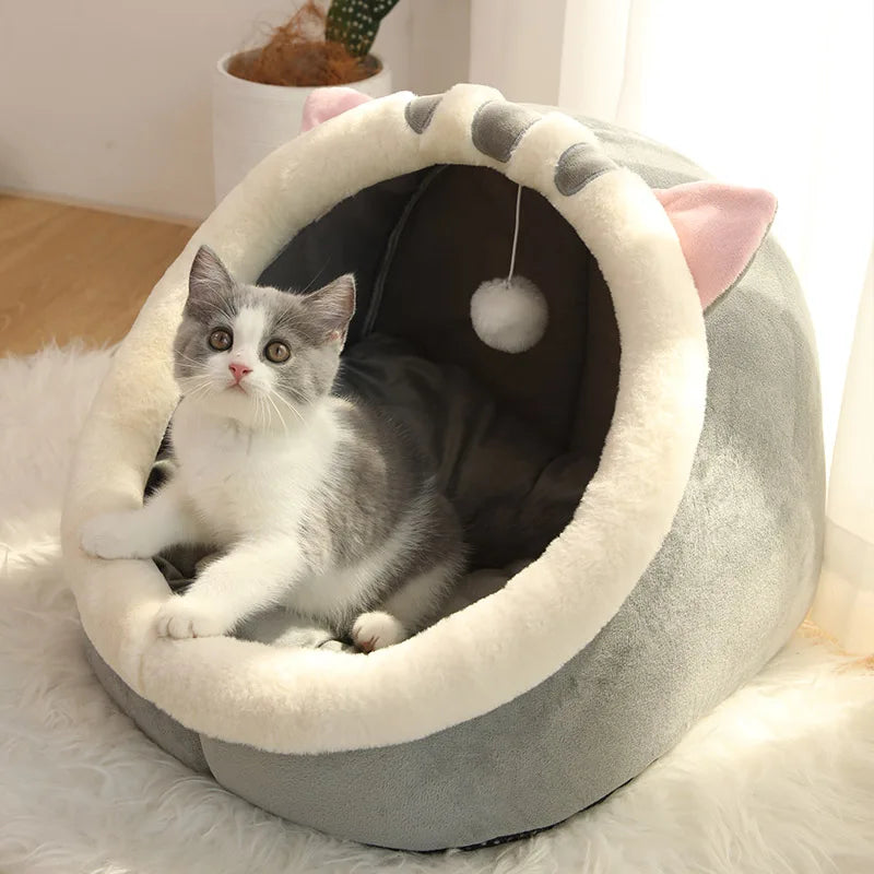 Deep Sleep Cat Bed – Foldable Cartoon Pet Cave (Removable & Washable)