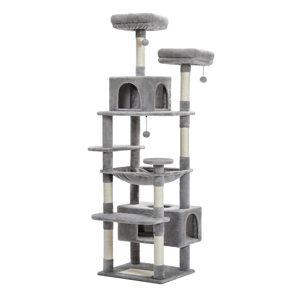Large Cat Tree Tower – Multi-Level Plush Condo with Scratching Posts, Perches & Caves for Indoor Cats