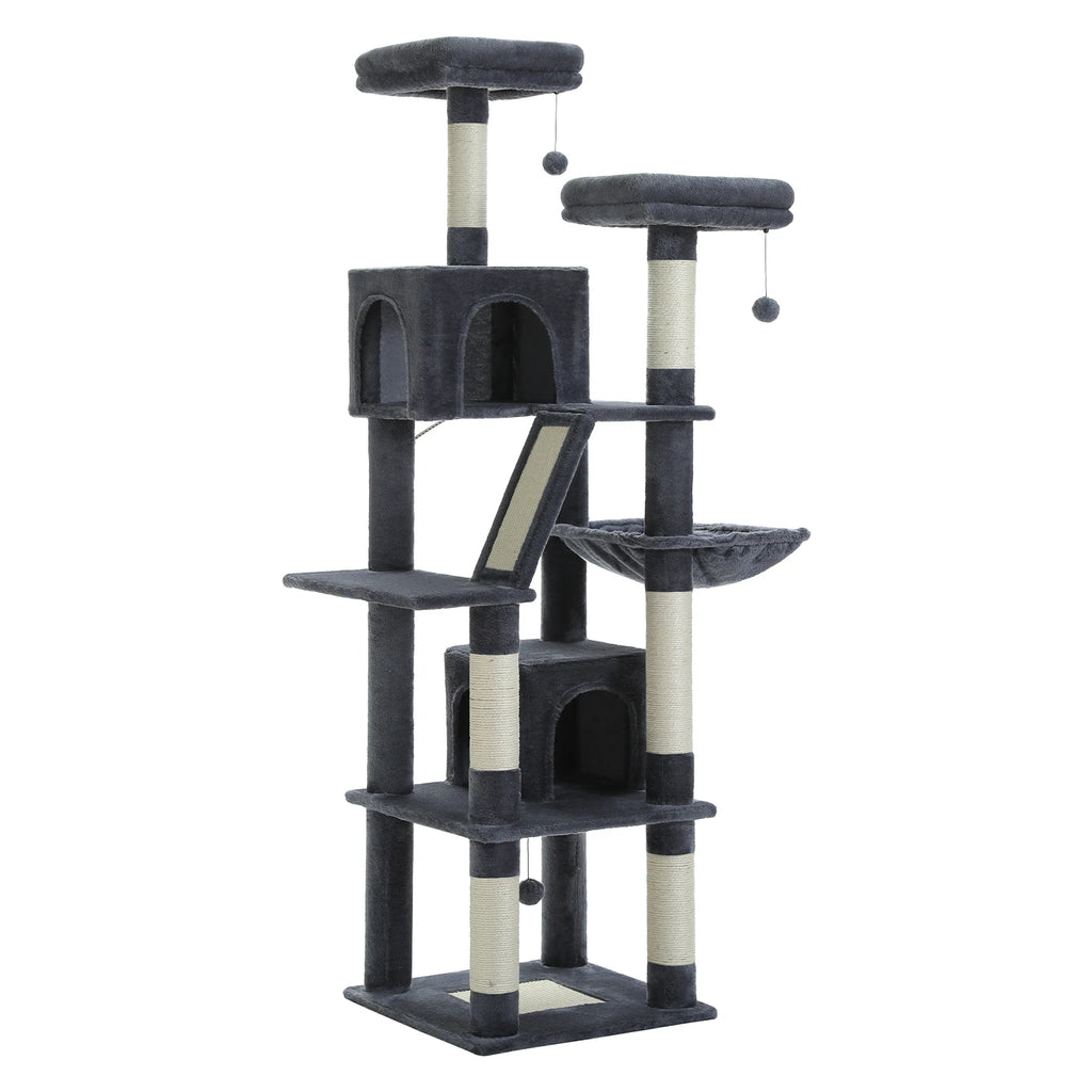 Large Cat Tree Tower – Multi-Level Plush Condo with Scratching Posts, Perches & Caves for Indoor Cats