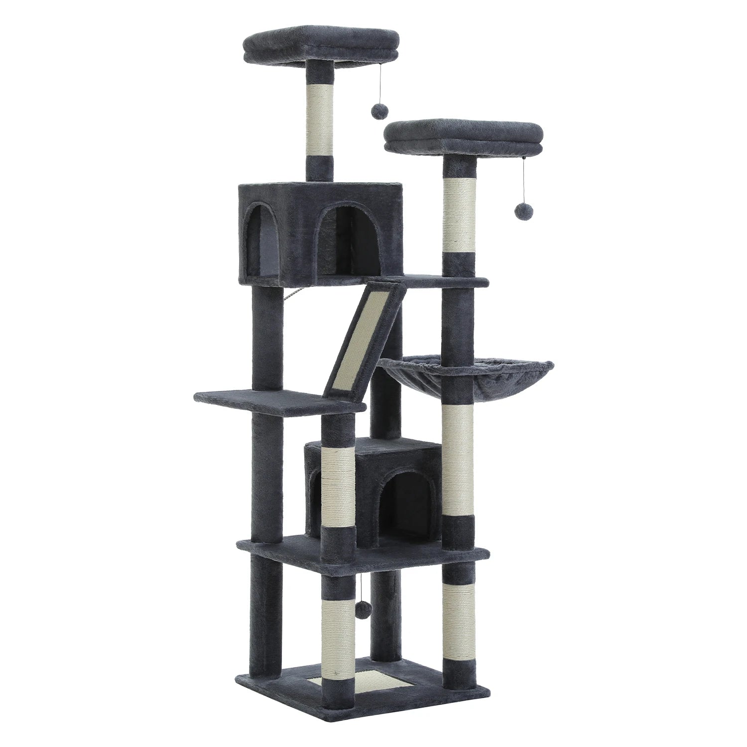 Large Cat Tree Tower – Multi-Level Plush Condo with Scratching Posts, Perches & Caves for Indoor Cats
