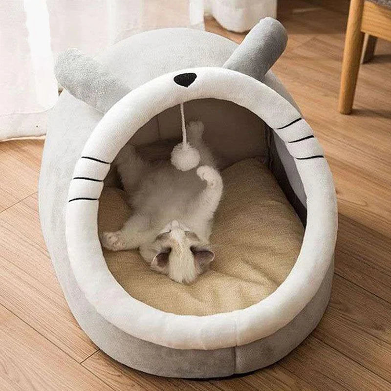 Deep Sleep Cat Bed – Foldable Cartoon Pet Cave (Removable & Washable)