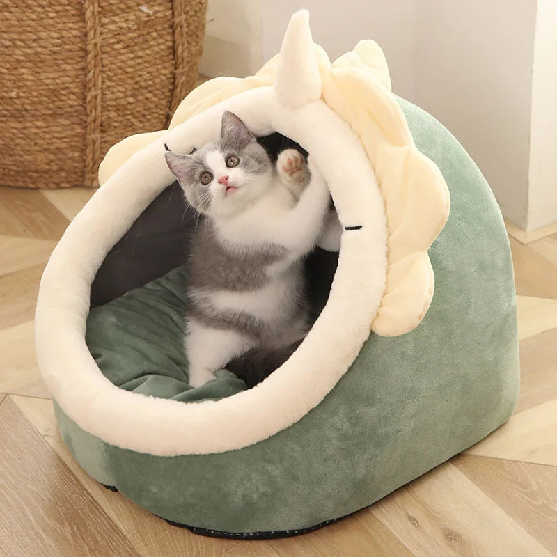 Deep Sleep Cat Bed – Foldable Cartoon Pet Cave (Removable & Washable)