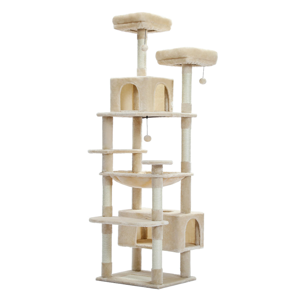 Large Cat Tree Tower – Multi-Level Plush Condo with Scratching Posts, Perches & Caves for Indoor Cats