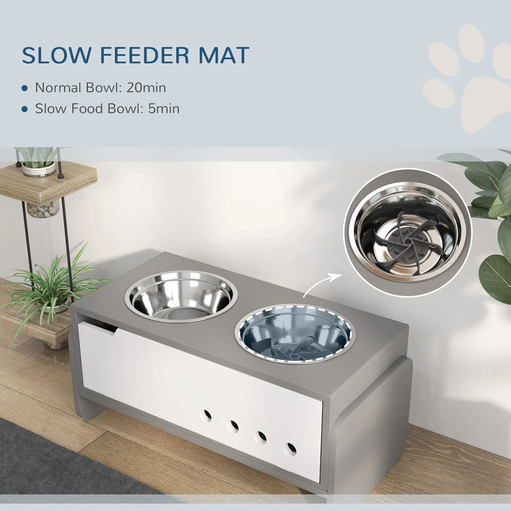 3 Height Adjustable Raised Dog Bowls with Slow Feeder Mat Stand Elevated for Medium to Extra Large Dogs