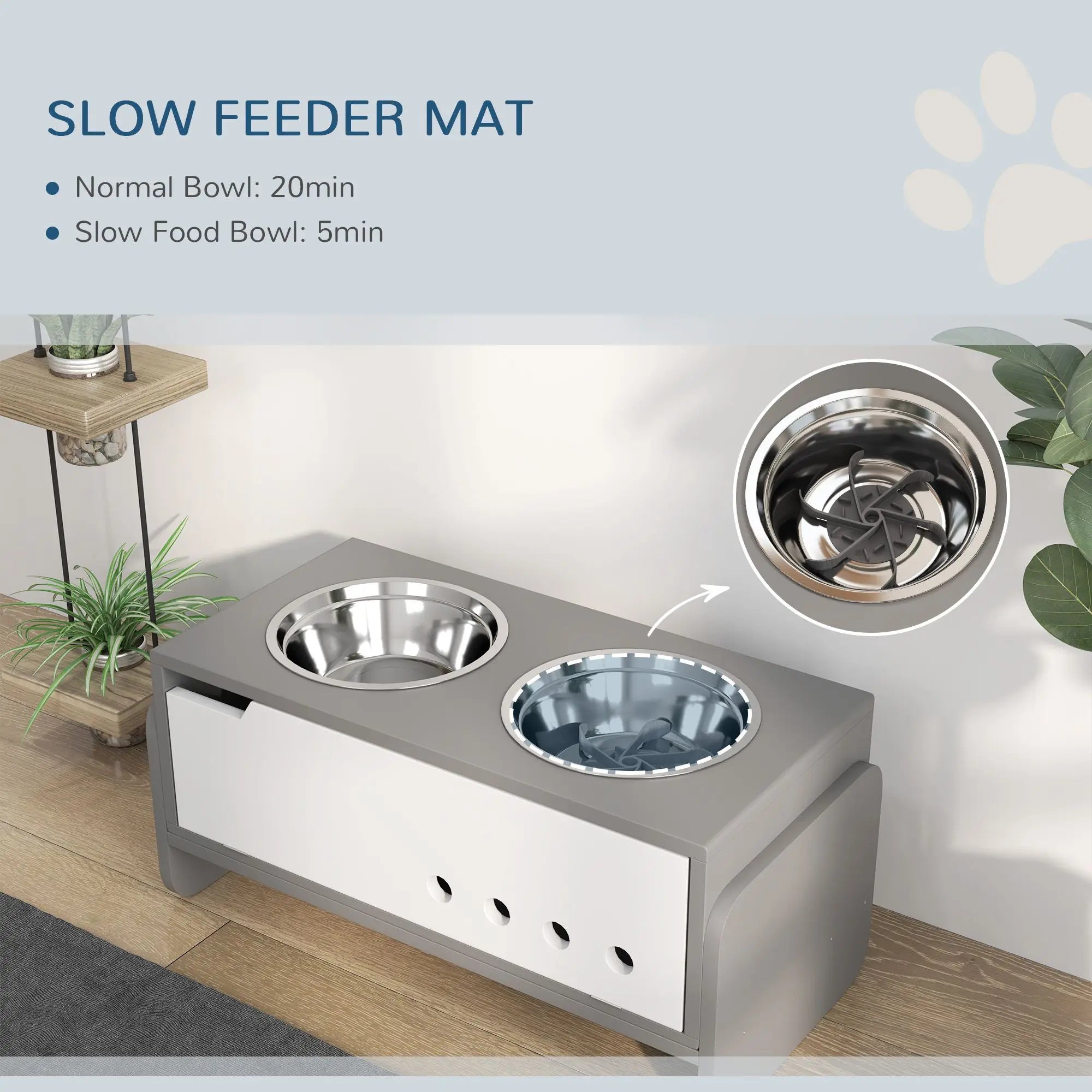3 Height Adjustable Raised Dog Bowls with Slow Feeder Mat Stand Elevated for Medium to Extra Large Dogs